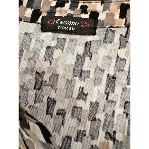 Cocomo Blouse Plus Size 2X Black Popover Stretch 3/4 Sleeve Pintuck Polka Dot 2X - Picture 3 of 9